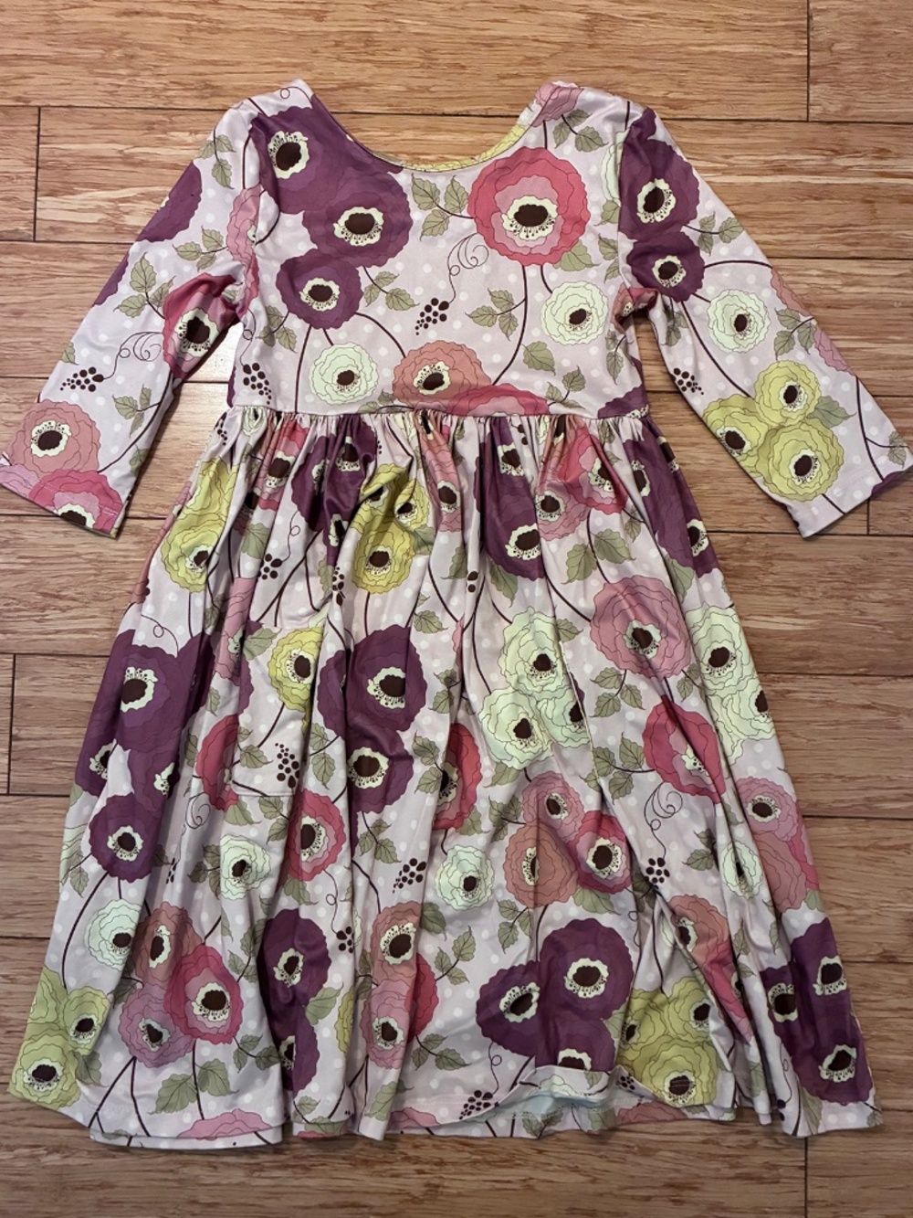 Poppy Pattern 3/4 Sleeve Pocket Twirl Dress Size 7/8